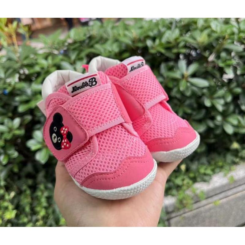 日本仓库现货特价：MIKIHOUSE DB系列 粉色小熊款宝宝婴儿一段学步鞋夏季透气网面凉鞋 62-9301-975（08）仅13cm（断货退款)