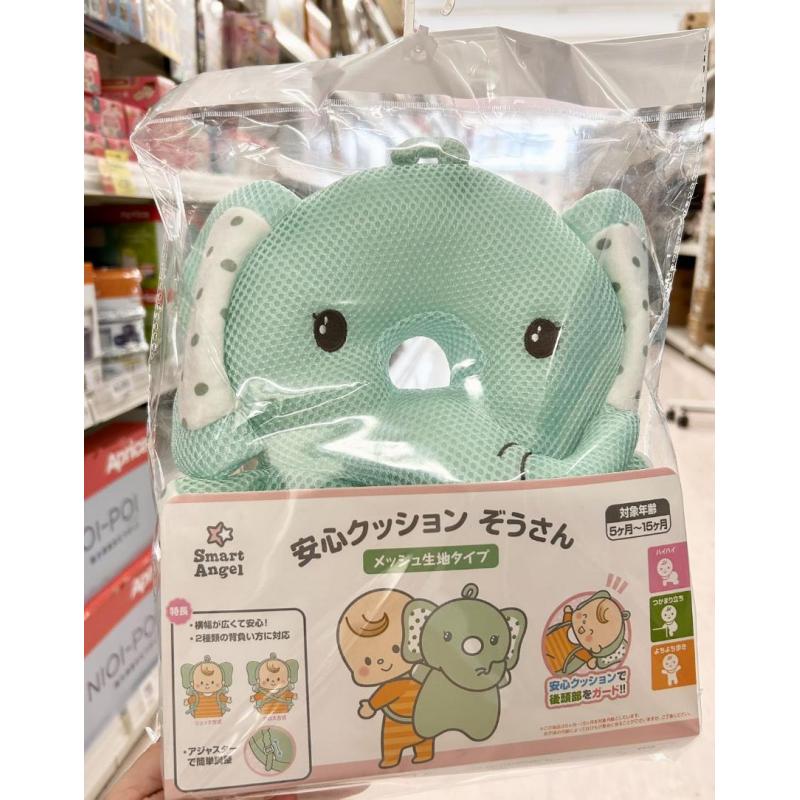日本西松屋SMART ANGEL 绿色大象儿童透气枕护枕安心枕 适合5个月-15个月婴幼儿使用