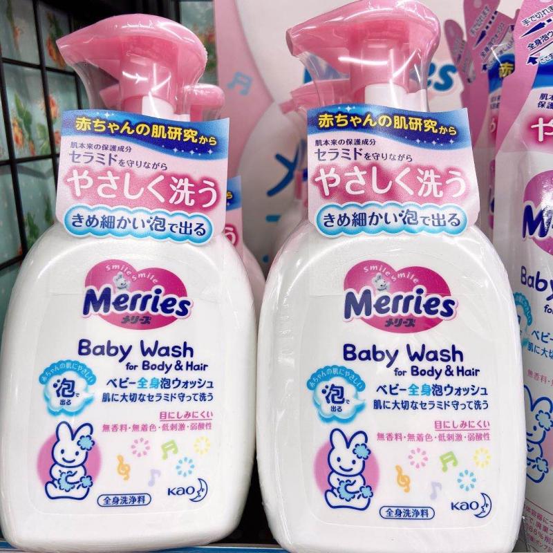 花王 Merries 小白兔图案 儿童宝宝 泡泡全身用洗发水沐浴露400ml