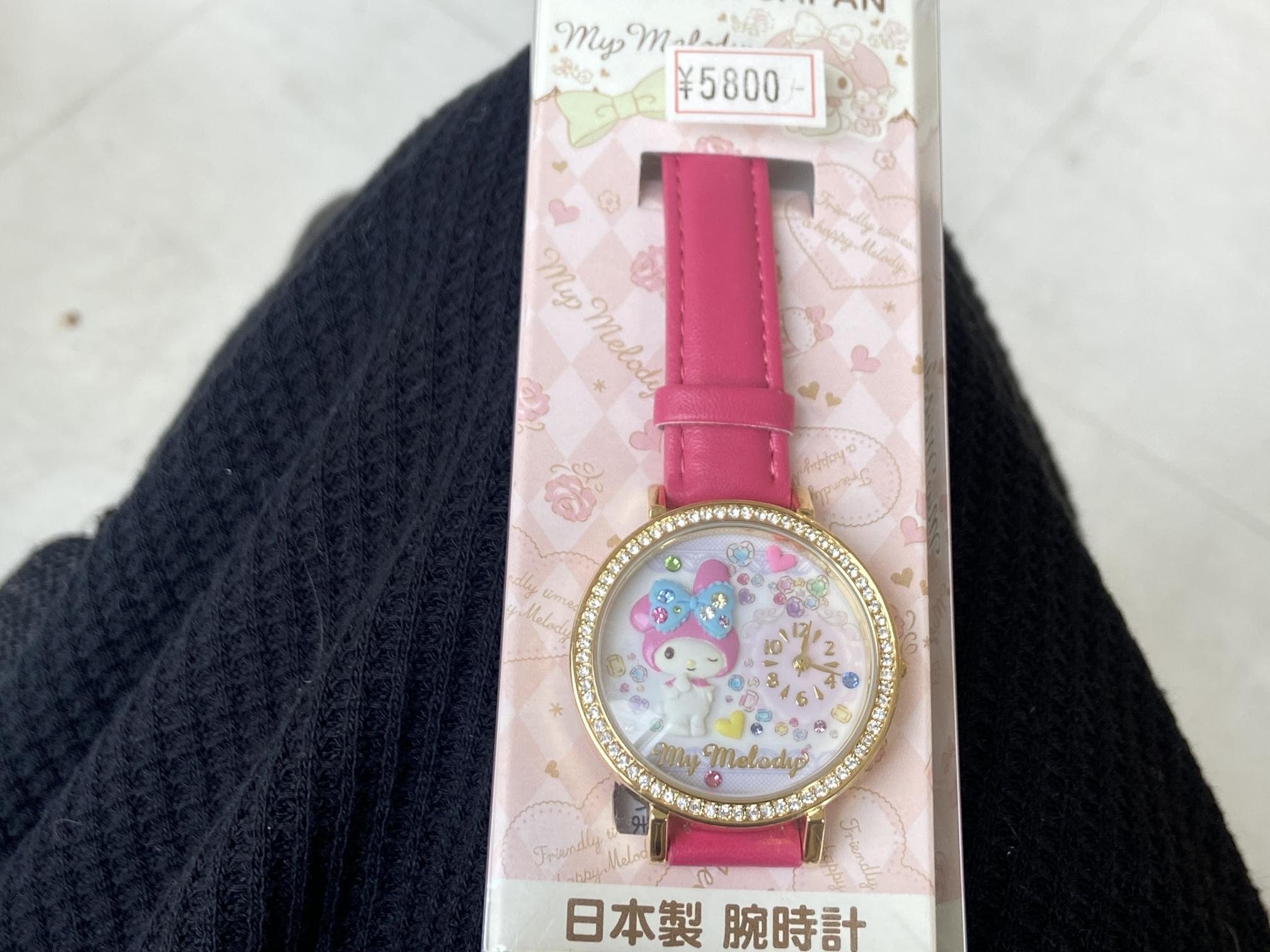 特价：三丽鸥Sanrio 日本制 卡通手表 粉表带 表盘内外镶钻