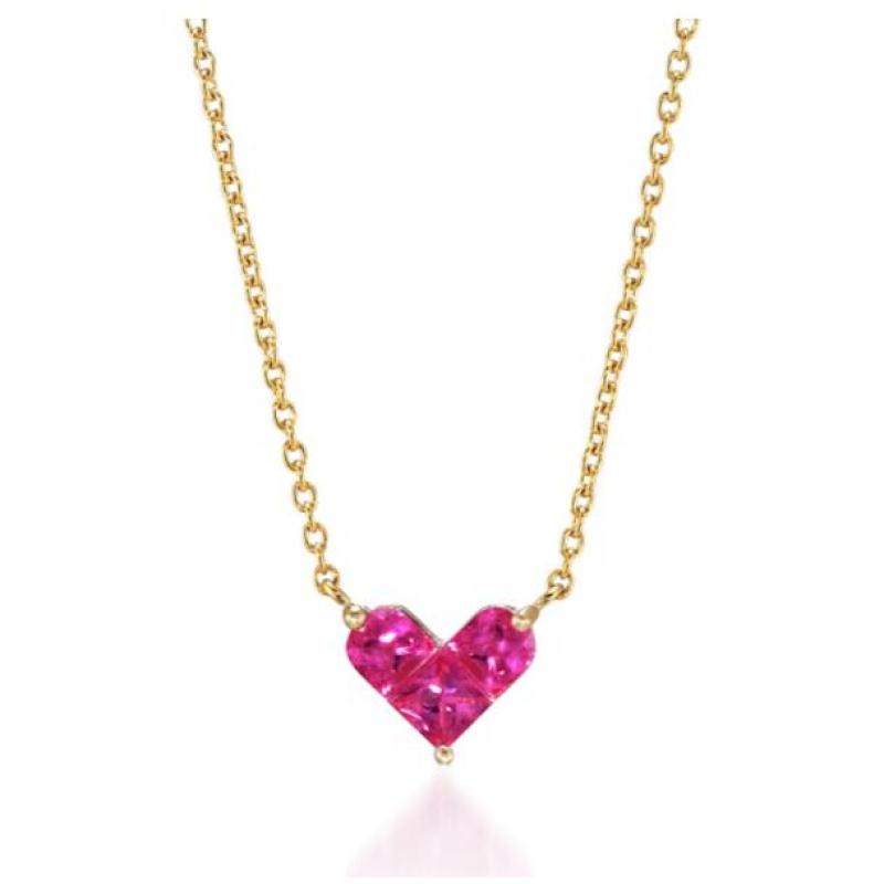 《入库后提交包邮线》代购：Star Jewelry 黄金链红宝石心型项链 （K18 ネックレス MYSTERIOUS HEART）