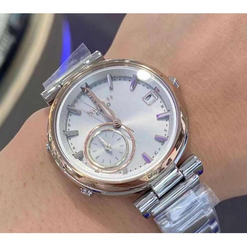 《入库后提交包邮专线》现货特价手表：卡西欧 sheen金色圆盘手表银色钢带型号SHB-100SG-7AJF