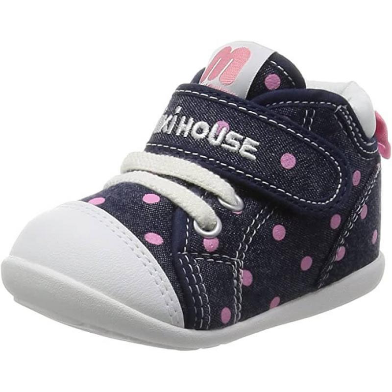 特价：MIKIHOUSE 藏青色粉色圆点图案一段学步鞋13-9305-979