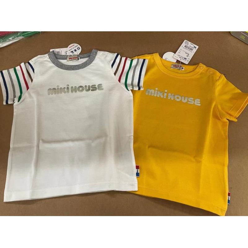 MIKIHOUSE 儿童纯棉条纹袖短袖 12-5222-389（缺货退款）