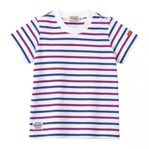 特价：MIKIHOUSE 日本制 儿童婴儿条纹短袖10-5202-459 紫色13（断货退款）