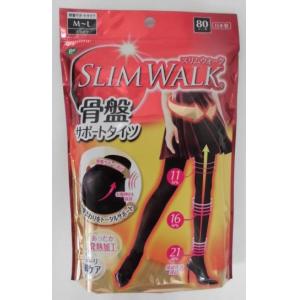 超特价：日本制 SLIM WALK 发热加工 骨盆轻松 美脚保暖黑色 紧身裤袜 保暖袜80厚 M~L码 （外包装有褶皱）