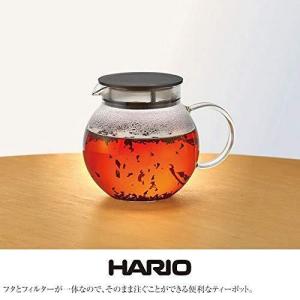 HARIO 耐热玻璃圆形茶壶 黑盖带滤网JPL-60 600ml