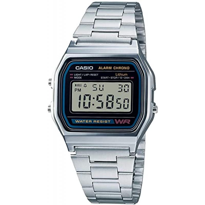 特价：CASIO卡西欧 毫秒电子手表 金属表带 型号A158WA-1JF