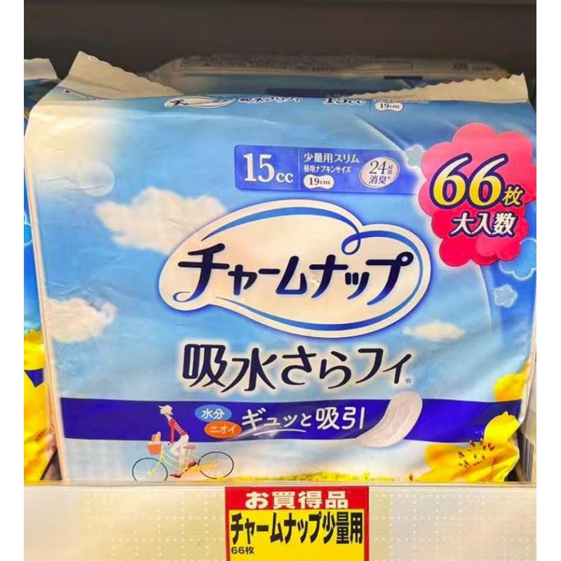 苏菲 UNICHARM尤妮佳 抗菌消臭卫生巾护垫 量少用 15cc19cm 花香 大包装66枚入