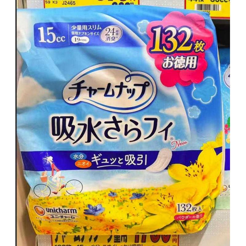 苏菲 UNICHARM尤妮佳 抗菌消臭卫生巾护垫 量少用 15cc19cm 花香 超值大包装132枚入