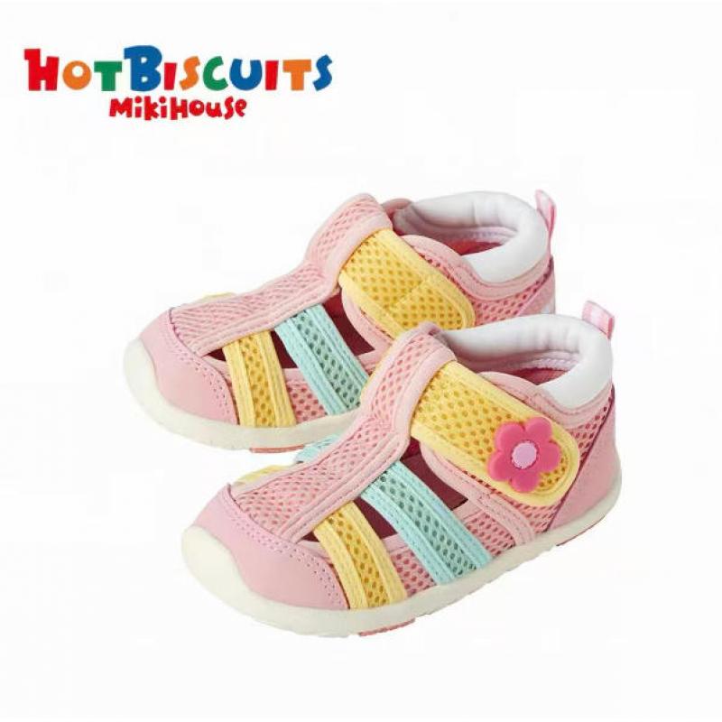 代购：MIKIHOUSE HB网面涉水鞋二段凉鞋 粉色花朵 多尺码可选（72-9303-147）