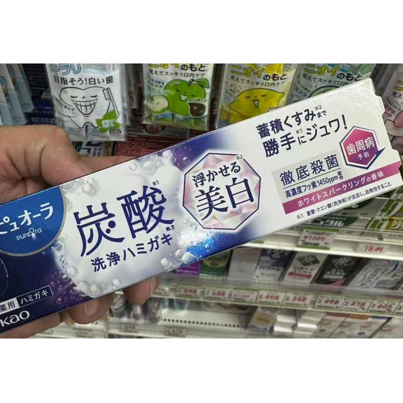 Kao花王 PureOra碳酸美白牙膏 清新口气舒爽超强自发泡 95g